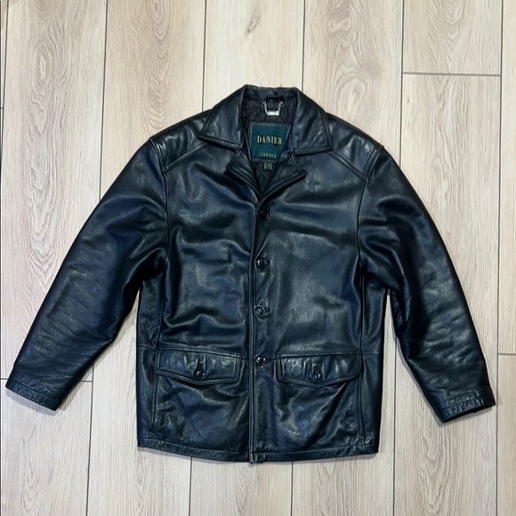 Danier Other - Vintage Men's Danier Black Military Field Jacket with Glossy Finish